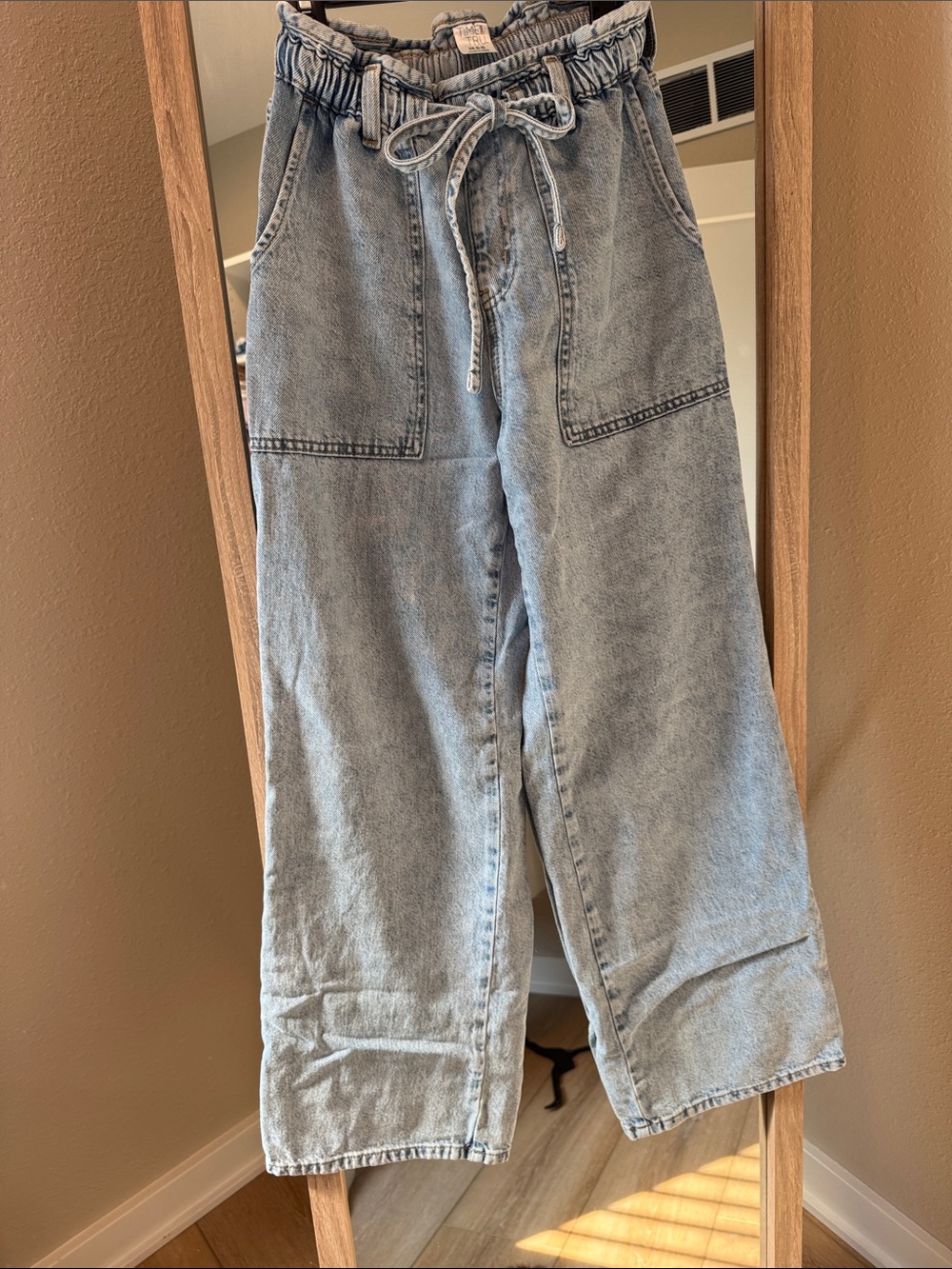 Time and Tru Light Blue Paperbag Waist Wide Leg Jeans